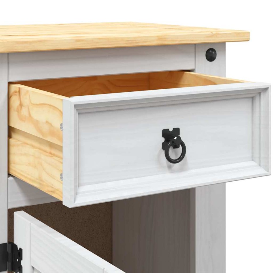 Mesita de noche Corona Range pino mexicano blanco 53x39x67