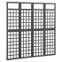 Biombo/Enrejado de 4 paneles madera de abeto negro 161x180