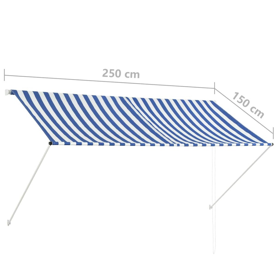 Toldo retráctil 250x150 cm azul y