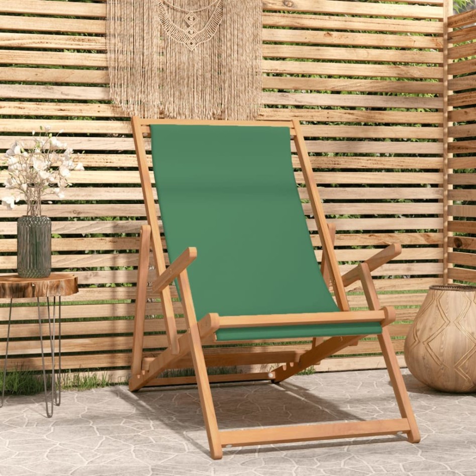 Silla de playa plegable de madera maciza de teca