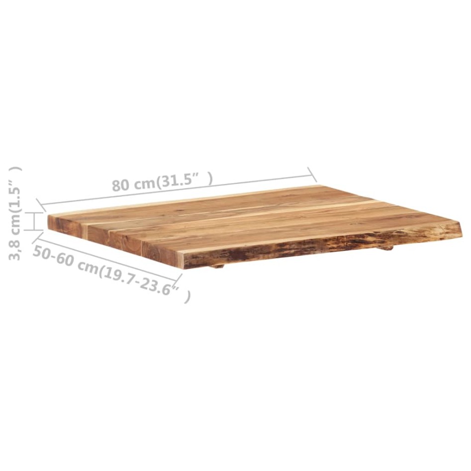 Superficie de mesa de madera maciza de acacia 80x(50-60)x3,8