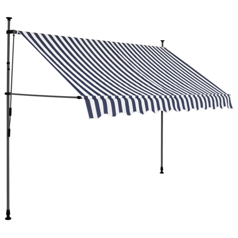 Toldo manual retráctil con LED azul y blanco 300