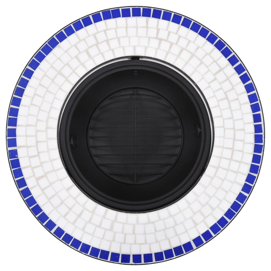 vidaXl Brasero de mosaico cerámica azul y blanco 68