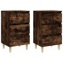 Mesita de noche 2 uds patas de madera roble ahumado 40x35x69
