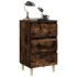Mesita de noche 2 uds patas de madera roble ahumado 40x35x69