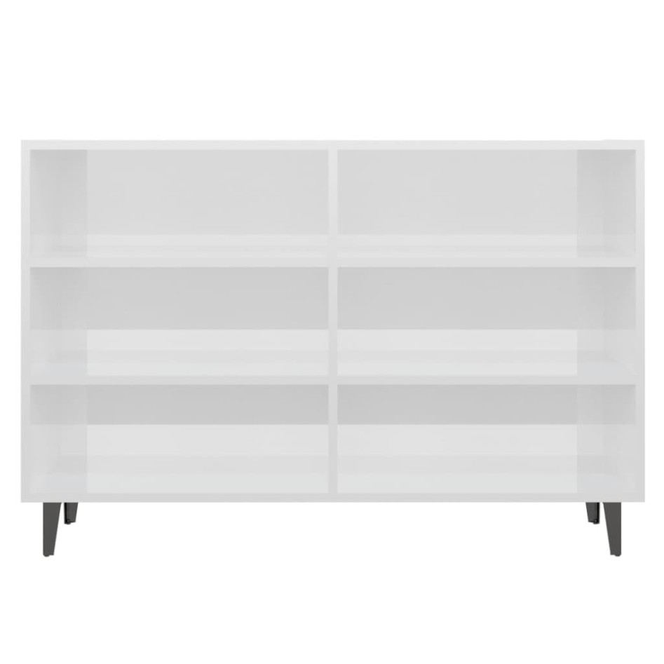 Aparador de madera contrachapada blanco brillo 103,5x35x70