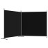 Biombo divisor de 2 paneles de tela negro 348x180