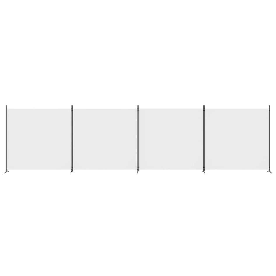 Biombo divisor de 4 paneles de tela blanco 698x180