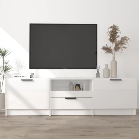 Mueble de TV madera contrachapada blanco brillante 140x35x40