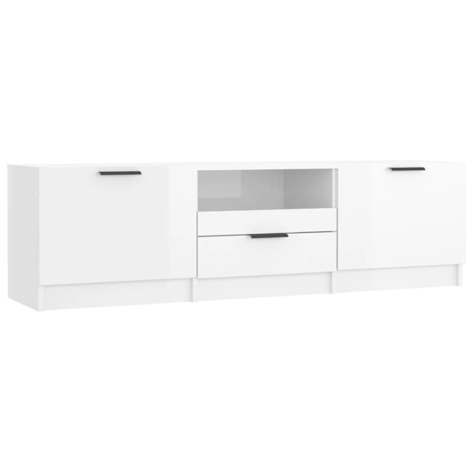 Mueble de TV madera contrachapada blanco brillante 140x35x40