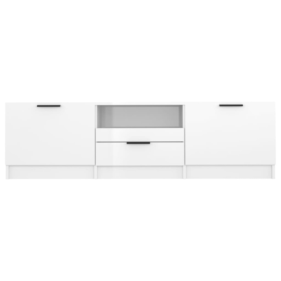 Mueble de TV madera contrachapada blanco brillante 140x35x40