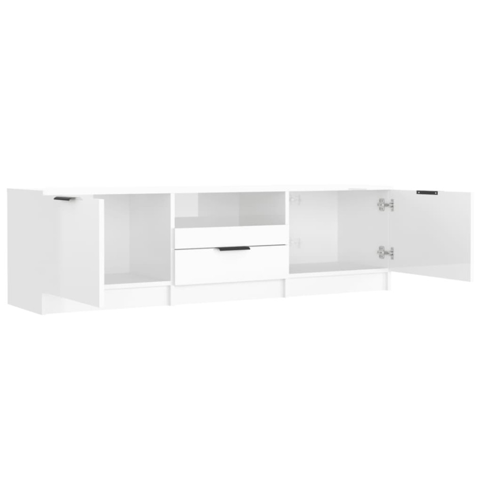 Mueble de TV madera contrachapada blanco brillante 140x35x40