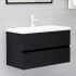 Mueble de lavabo madera de ingeniería negro 80x38,5x45