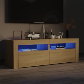 Mueble de TV con luces LED roble Sonoma 120x35x40