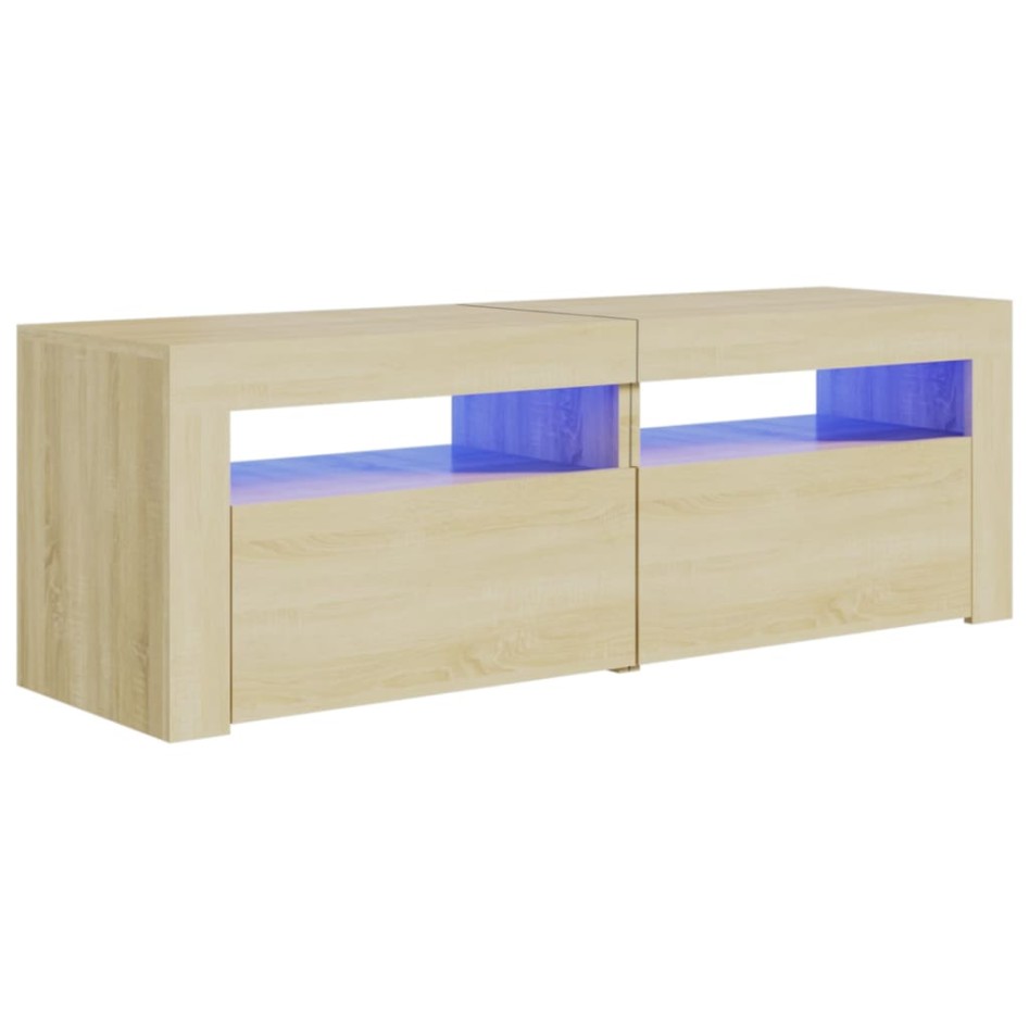 Mueble de TV con luces LED roble Sonoma 120x35x40