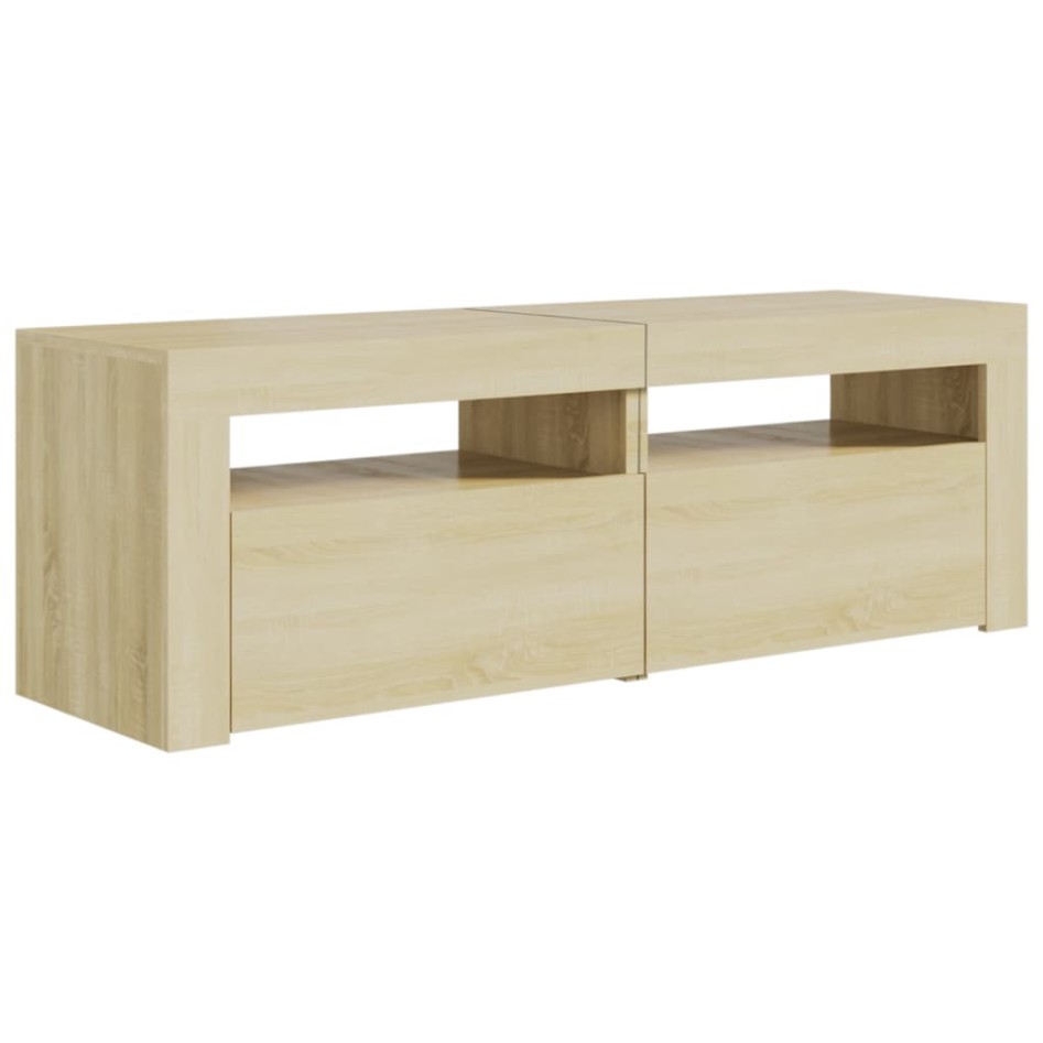 Mueble de TV con luces LED roble Sonoma 120x35x40