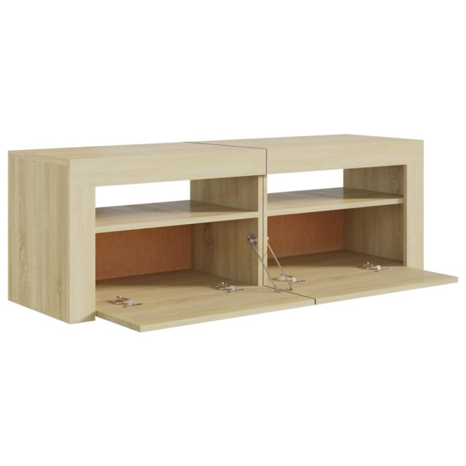 Mueble de TV con luces LED roble Sonoma 120x35x40