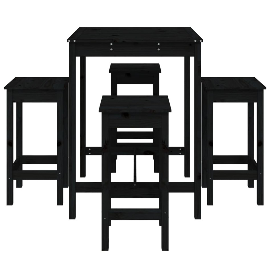 Set de mesa y taburetes altos jardín 5 piezas madera pino