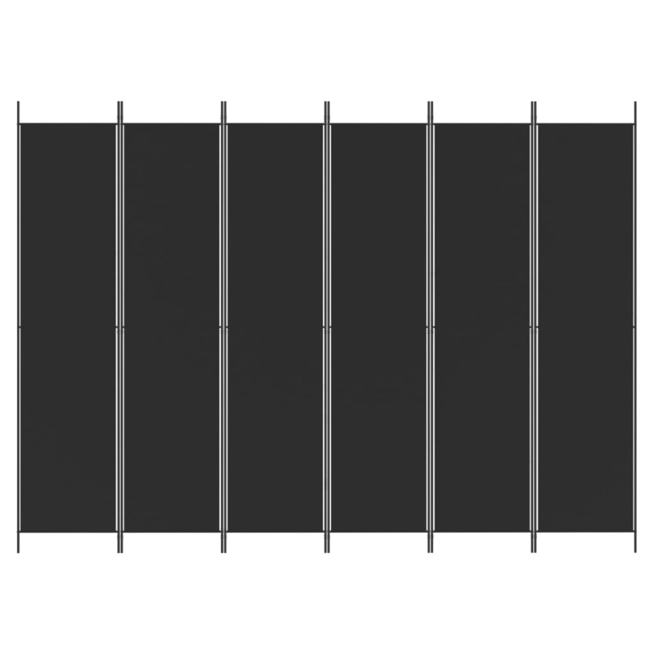 Biombo divisor de 6 paneles de tela negro 300x220