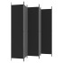 Biombo divisor de 6 paneles de tela negro 300x220