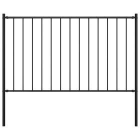 Panel de valla y postes acero recubrimiento polvo negro 1,7x1