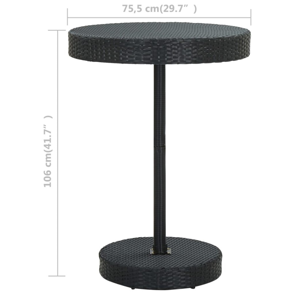 Mesa de jardín de ratán sintético negro 75,5x106