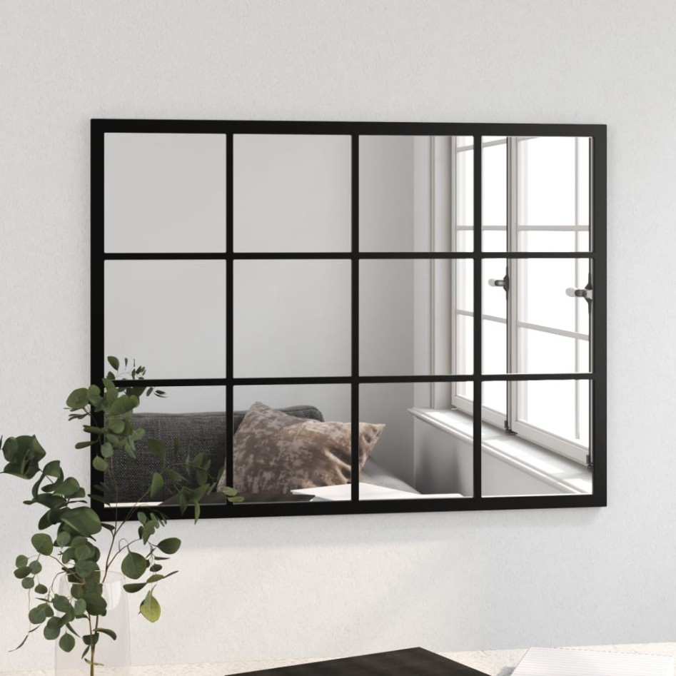 Espejo de pared metal negro 80x60