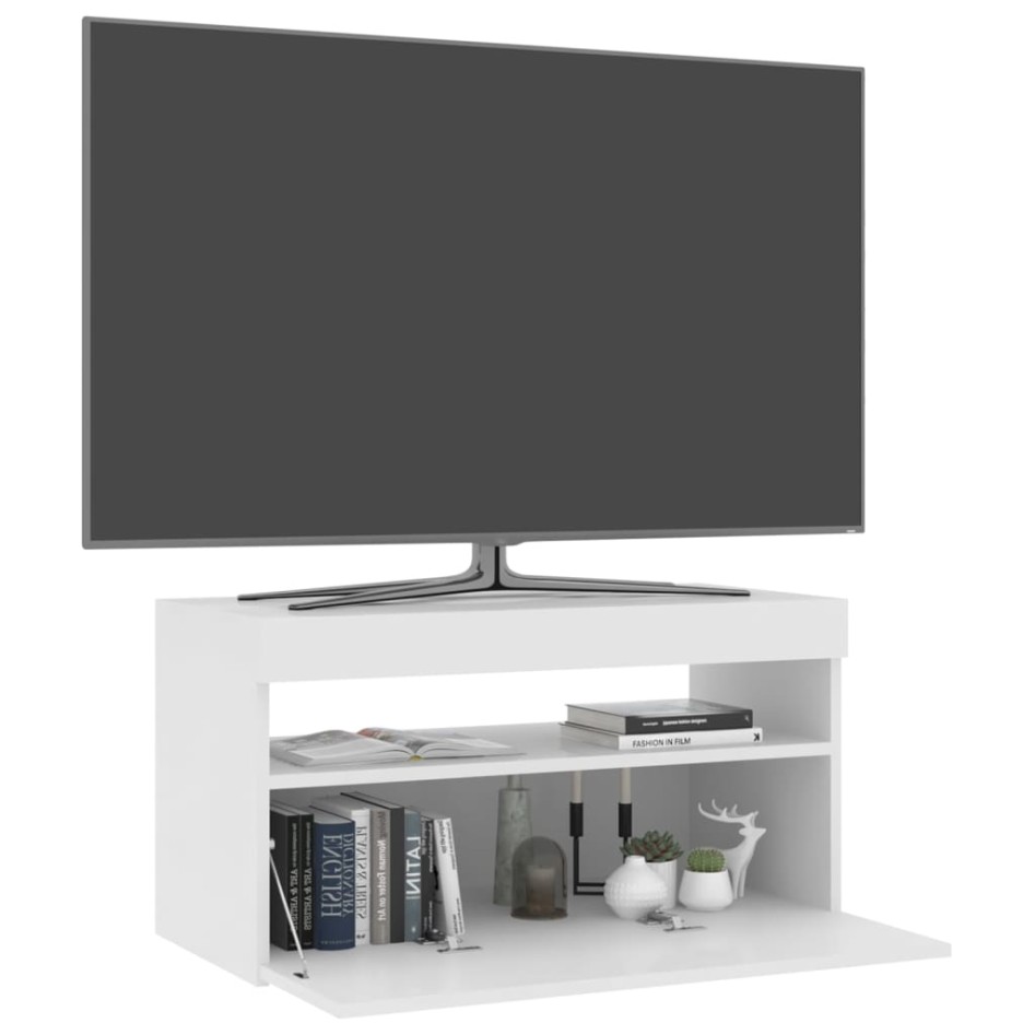 Mueble de TV con luces LED blanco brillante 75x35x40