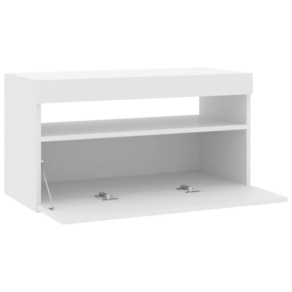 Mueble de TV con luces LED blanco brillante 75x35x40