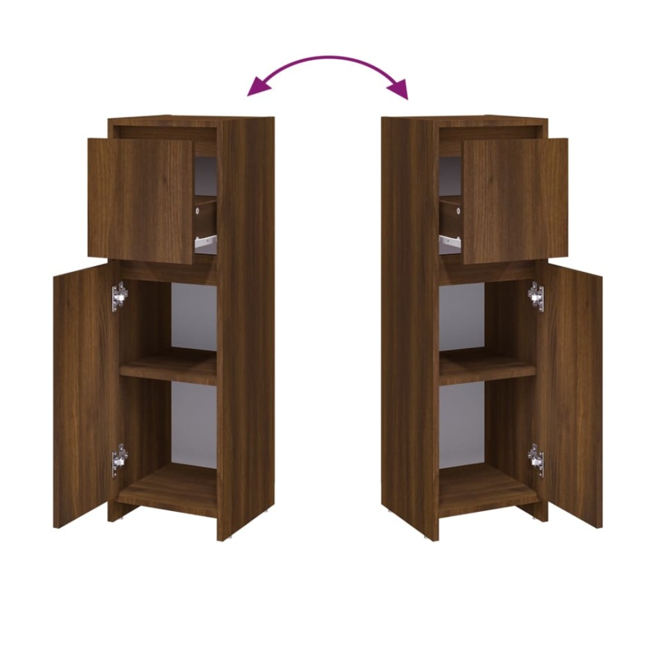 Armario de baño madera contrachapada roble marrón 30x30x95