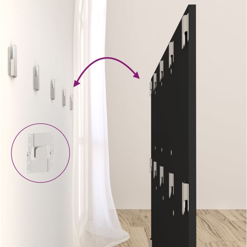 Cabecero de cama madera contrachapada negro 160x1,5x80