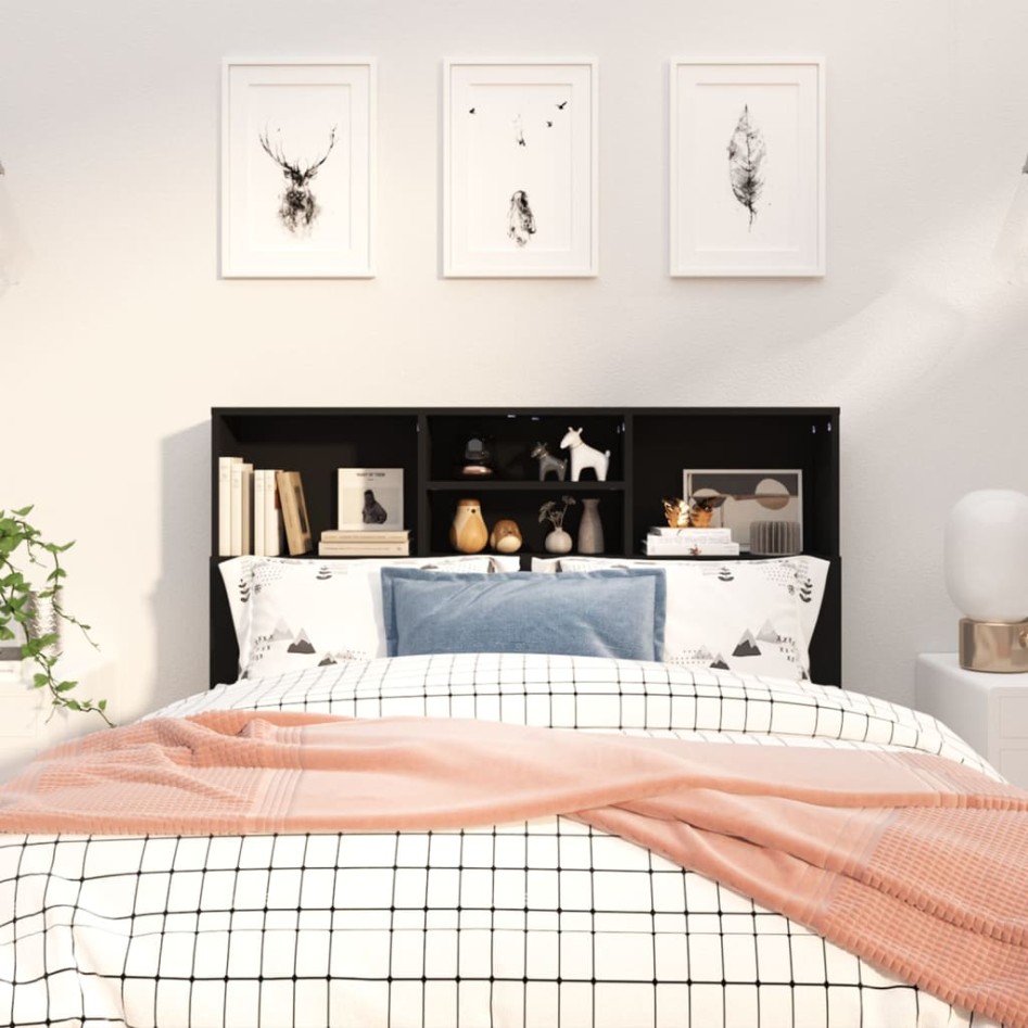 Mueble cabecero negro 120x19x103,5