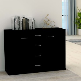 Aparador de madera contrachapada negro 88x30x65