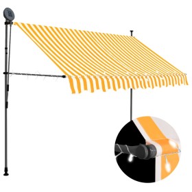 Toldo manual retráctil con LED blanco y naranja 250