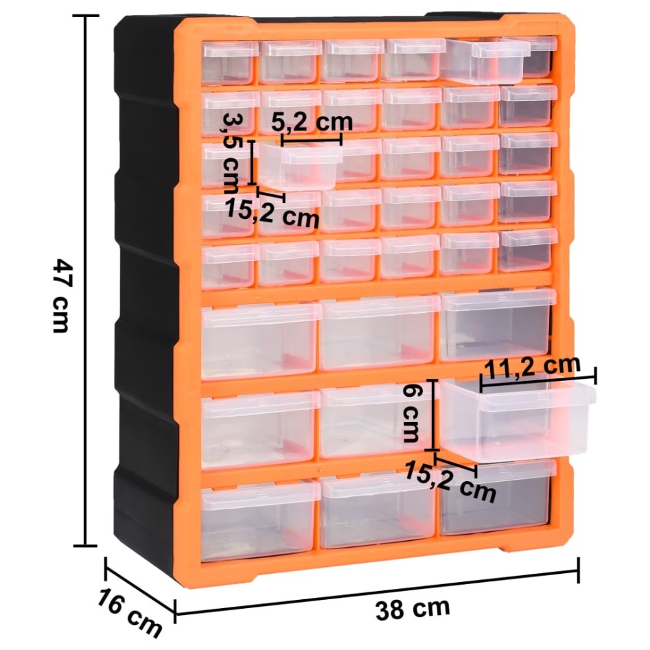 Organizador multicajones con 39 cajones 38x16x47