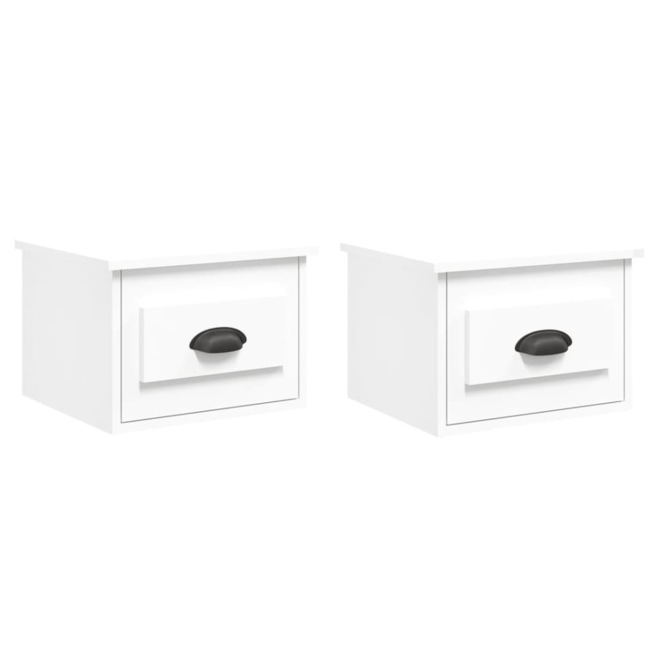 Mesitas de noche de pared 2 uds blanco 41,5x36x28
