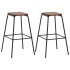 Taburetes de cocina 2 uds madera maciza de pino y acero