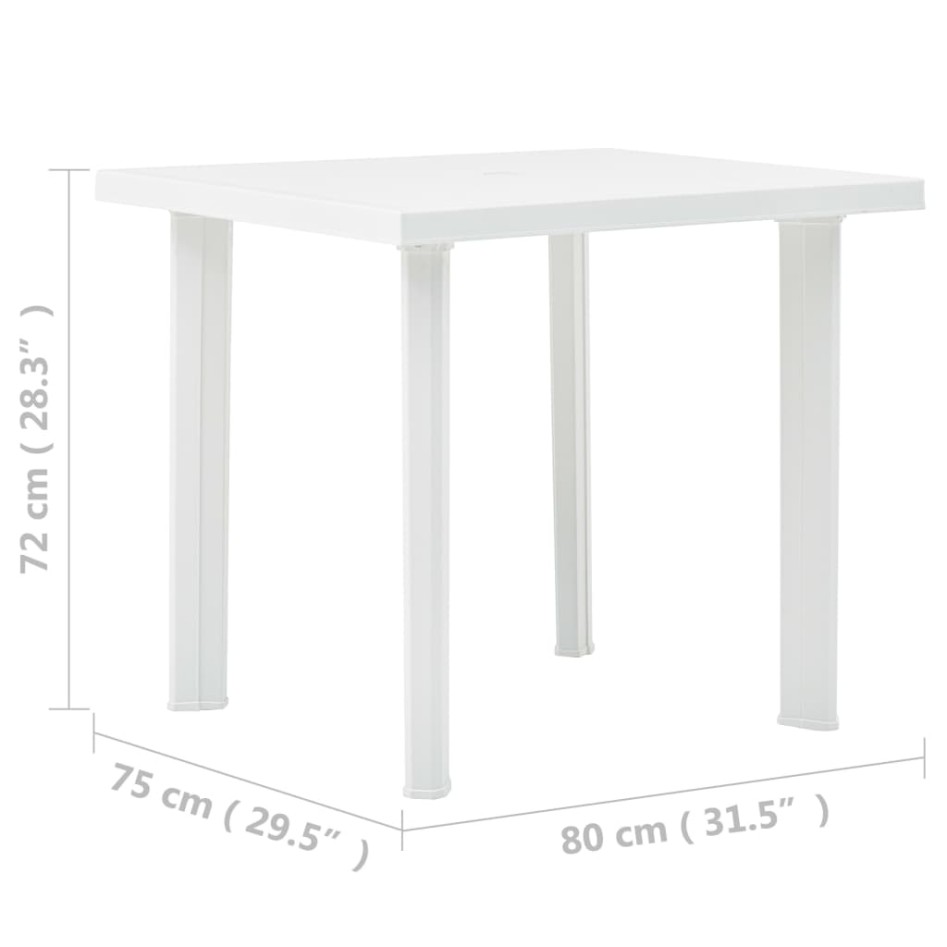Mesa de jardín de plástico blanco 80x75x72
