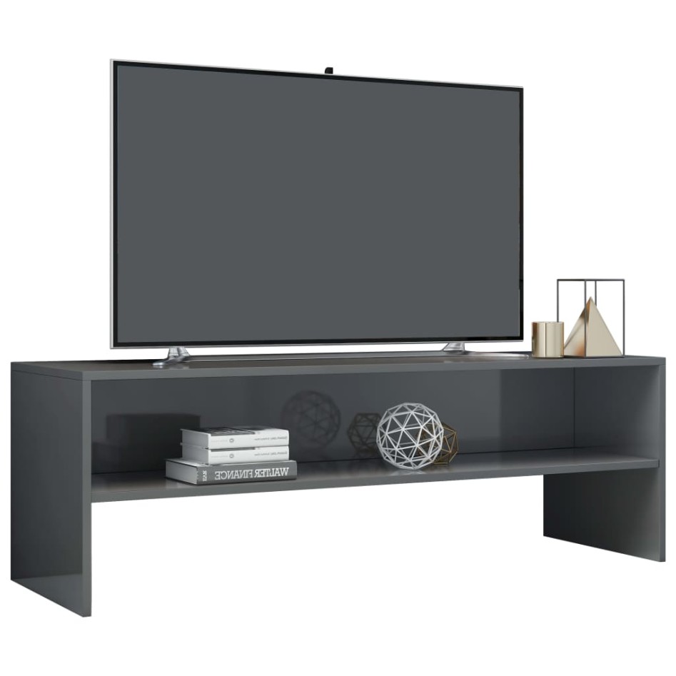 Mueble de TV madera contrachapada gris brillante 120x40x40