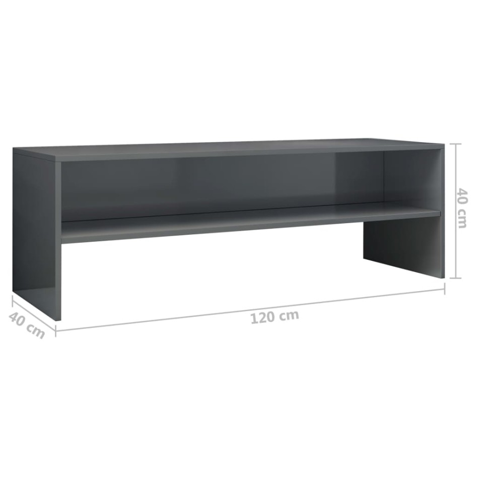 Mueble de TV madera contrachapada gris brillante 120x40x40