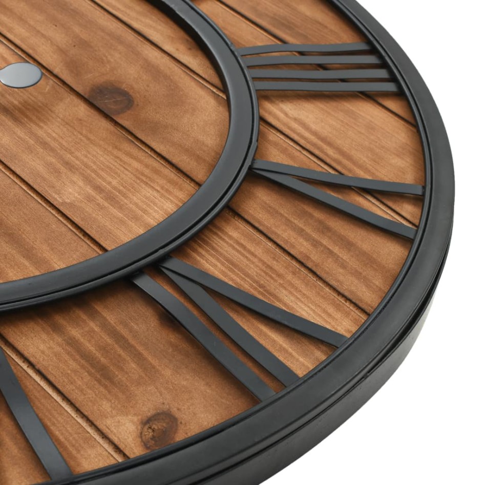 Reloj de pared vintage movimiento cuarzo madera metal 60 cm