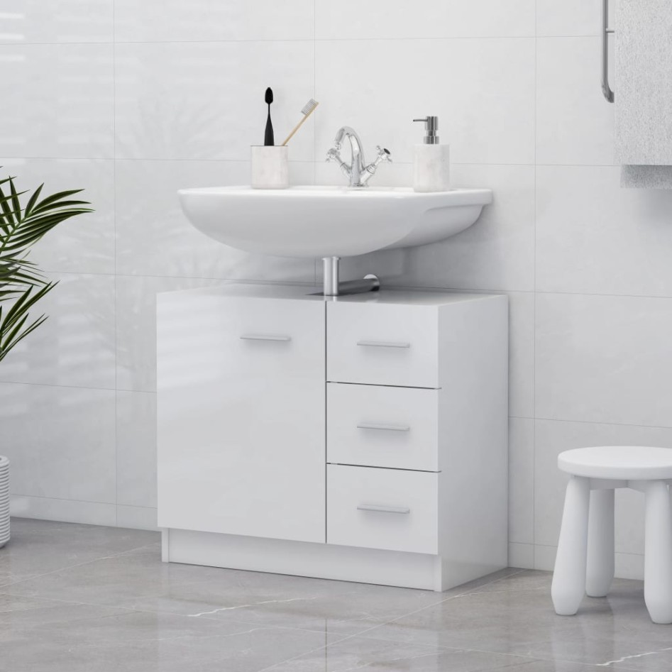 Armario para lavabo madera contrachapada blanco 63x30x54