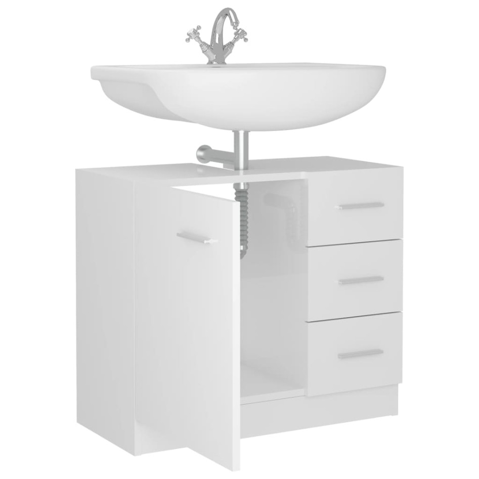 Armario para lavabo madera contrachapada blanco 63x30x54