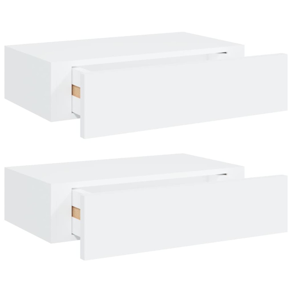 Estantes de pared con cajón 2 uds MDF blanco 40x23,5x10