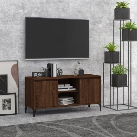 Mueble de TV con patas de metal marrón roble 103,5x35x50