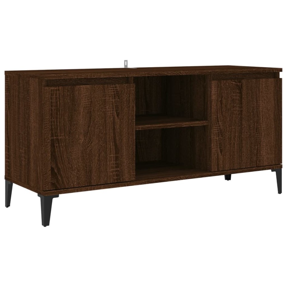 Mueble de TV con patas de metal marrón roble 103,5x35x50
