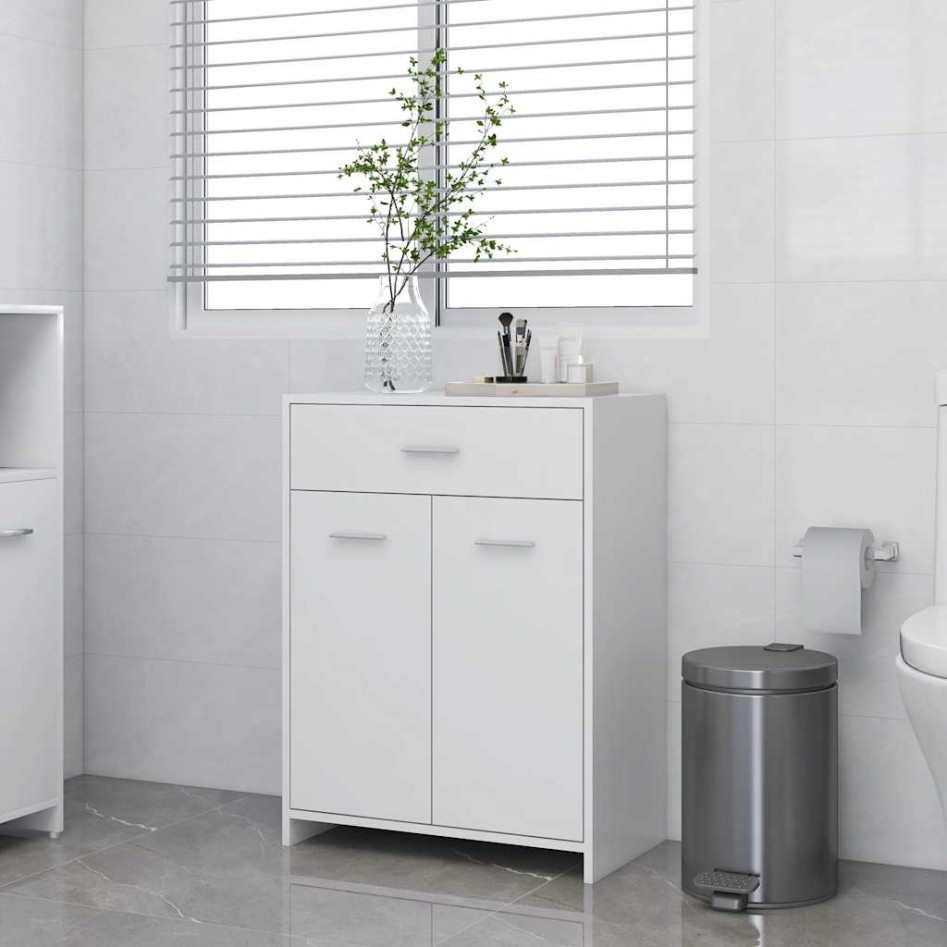 Armario de baño madera contrachapada blanco 60x33x80