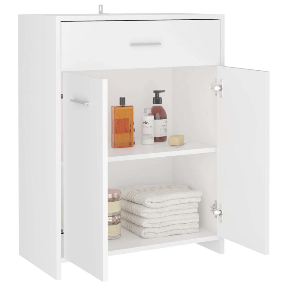 Armario de baño madera contrachapada blanco 60x33x80