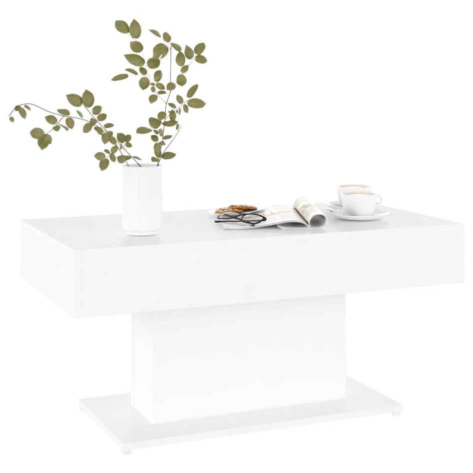 Mesa de centro madera contrachapada blanco 96x50x45