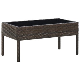 Mesa de jardín ratán sintético marrón 75x40x37